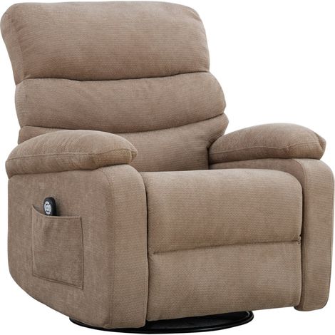 Fauteuil relax électrique pivotant 360° avec massage et fonction chaleur, dossier et repose-pieds réglables manuellement, coloris taupe (1/5)
