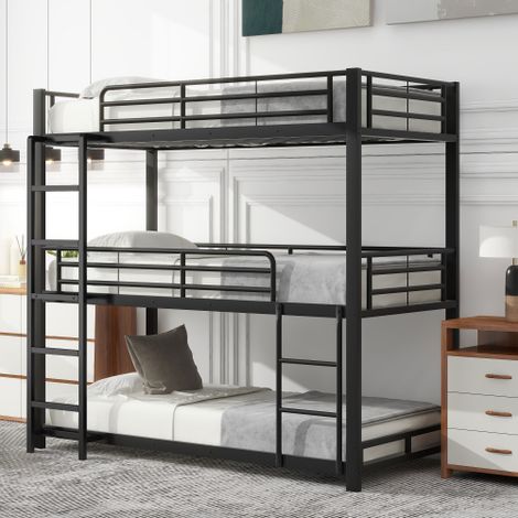 Bettgestell Metallbett,Etagenbett,Eisenbett, Dreifach-Etagenbett für Kinder, Jugendliche und Erwachsene