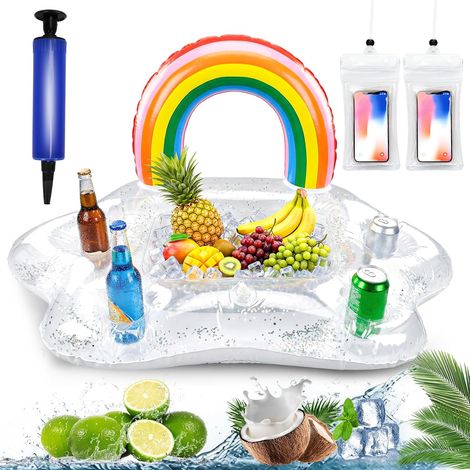4pcs Porte Gobelet Flottant Set, 90  55cm Bouee Porte Verre pour Piscine, Porte-Gobelets Gonflable Piscine pour Baignade Fêtes de Plage Eté (1/5)