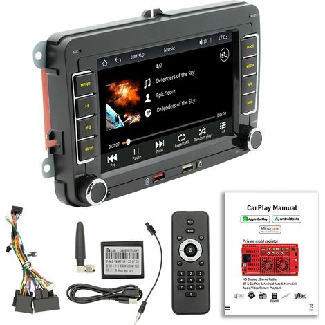 2-DIN-Autoradio mit 7-Zoll-Bildschirm, kompatibel mit Android Auto, Bluetooth und MP5-Player, 2 USB-Anschlüsse für Golf // (1/3)