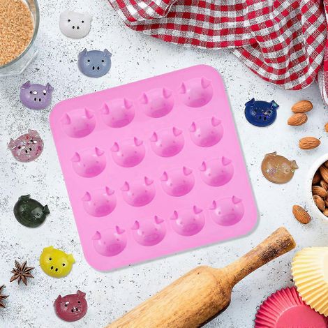 Moule à dessert en silicone en forme de cochon, outil pour faire des glaçons, accessoire de pâtisserie, 17 x 17 x 1,8 cm, rose, 1 pièce par paquet (1/5)