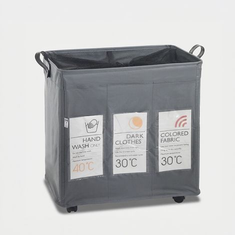 Cesto para ropa sucia con ruedas y 3 compartimentos Grant-B x3 (1/3)