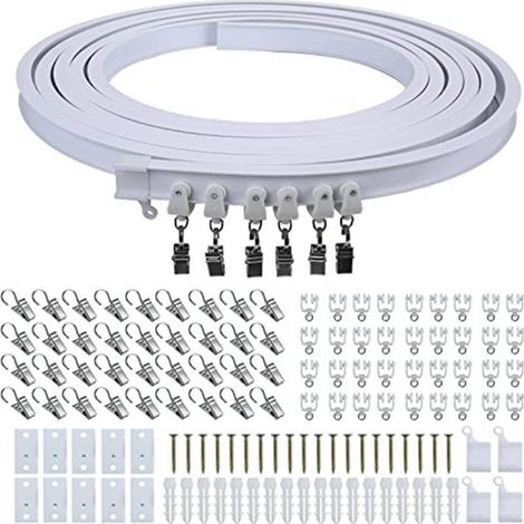Rail de rideau courbe de 5 mètres, rail en PVC, rail coulissant silencieux, guide-rail flexible en acier et plastique en forme de U