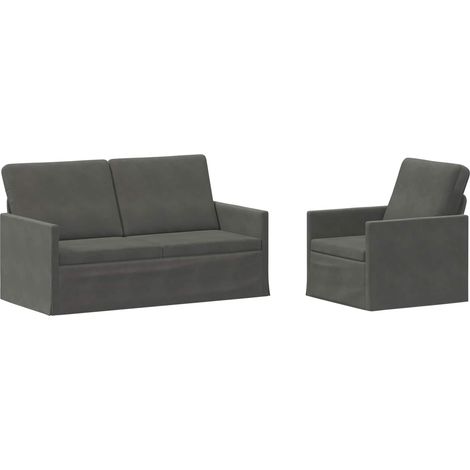 Sofa Set 2 pcs Dark Grey Corduroy Fabric vidaXL (1/5)