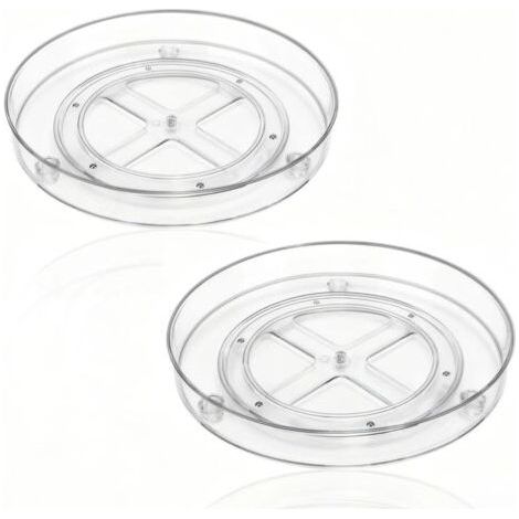 2 Pièces Rotation à 360° Porte Épices Rotatif Plateau Tournant Frigo Transparent Plateau à Epices Tournant 235 cm de Diamètre pour Ranger Cosmétiques Épices Petits Outils (1/5)