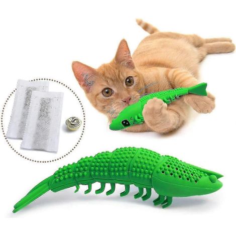 Brosse à dents pour chat, jouet à l'herbe à chat - Caoutchouc dur et résistant - Soin dentaire pour chat, jouet à mâcher interactif pour chat (1/5)