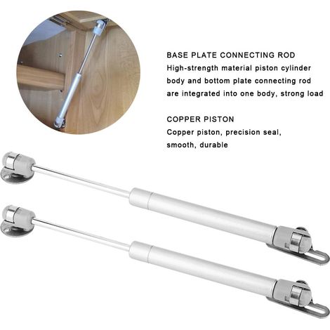 Lot de 2 vérins à gaz 100N pour meuble placard porte à bascule, tige support levage pneumatique embout plastique (1/5)