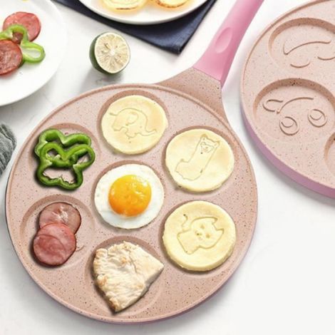Poêle à œuf 7 trous Poêle à omelette Poêle à crêpes Motif animal mignon Pancake Pancake Omelette Moule pour bébé (1/4)
