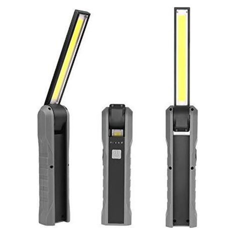 FENOPLASTICALampe LED Rechargeable, Baladeuse LED Rechargeable COB Torche Lampe de Poche avec Base Magnétique 3 Modes Pliable à 210 degrés pour Camping, Réparation Automobile, d'urgence (1/4)