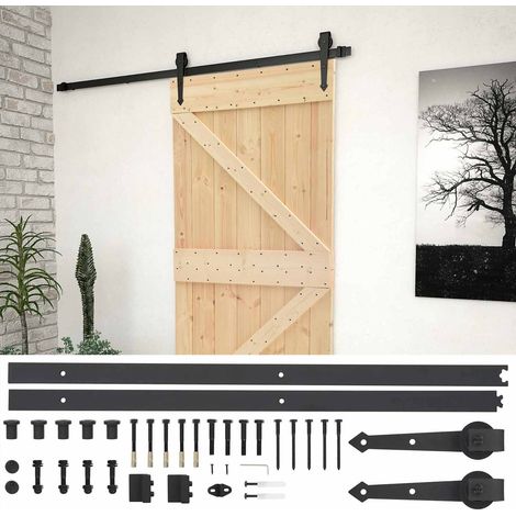 Puerta Corredera Natural y negro 80 x 210 cm vidaXL