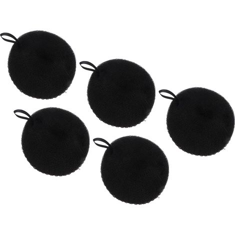 Lot de 5 éponges douche exfoliantes noires, gant de toilette moussant dense, nettoyage profond et massage corporel confortable, brosse de bain (1/5)