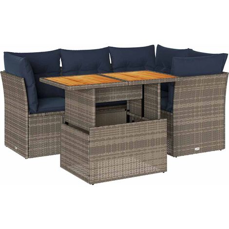 Maison Exclusive - 5-tlg. Garten-Sofagarnitur mit Kissen Grau Pol
