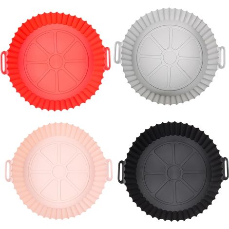 Juego de 4 revestimientos de silicona reutilizables para freidora de aire - Accesorios completos para freidora de aire - Bandejas para freidora de aire - Compatible con la mayoría de freidoras de aire (1/3)