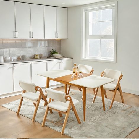 Lot de 4 chaises pliantes en bois de hêtre assise rembourrée (1/5)