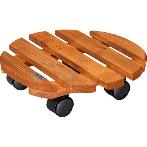 Wagner Design Yourself Carrello per Piante Country Ø 30 x 8 cm, per Fiori per Interni, Castagno, Tavoletta Antiscivolo, Portavaso in Legno massello FSC con Ruote, Portata 100 kg, 20018201 (1/4)