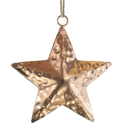 Weihnachtsanhänger Stern Kupferfarben mit Hammerschlag-Effekt Ø 10 cm - Metall