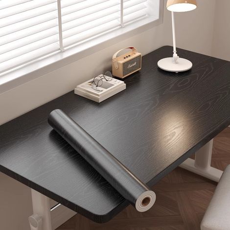 Papier Peint Bois Noir de 40CM10M Rouleau Adhésif Décoratif Lavable Étanche Amovible Papier Vinyle Autocollant pour Meuble Cuisine Mur (1/5)