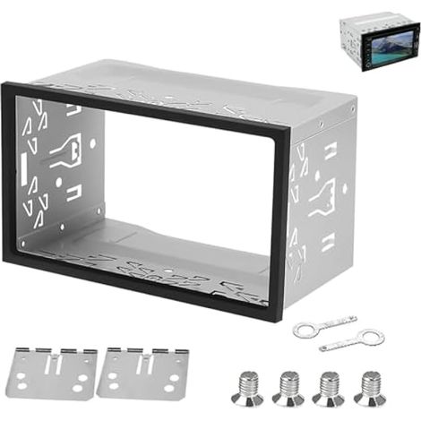 Cage stéréo double DIN, cadre de montage métallique universel pour autoradio, kit d'installation sécurisé pour la plupart des autoradios double DIN. (1/4)