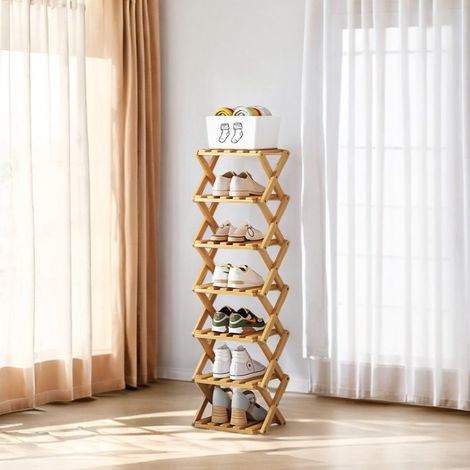 Seven-layer Primary Color Foldable Shoe Rack, No Installation Required, 26cm W x 26cm D x 105cm H (1/5)