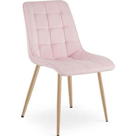 Chaise - leobert - split - velours rose clairpieds chene 211770205