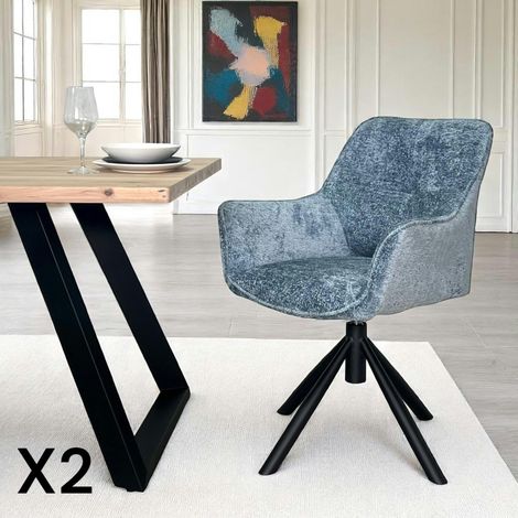 Fauteuil de table pivotant tissu bleu (lot de 2) IENA (1/5)