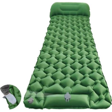 Matelas de camping gonflable ultraléger avec oreiller intégré et pompe intégrée, imperméable, idéal pour la randonnée, le camping et les voyages. (1/5)