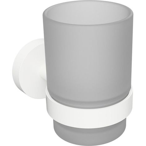Porte-verre mural WHITE en laiton blanc et en verre 7x9,5x10,5cm (1/5)