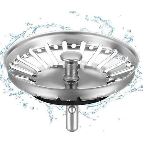 Crépine Évier - Acier Inoxydable Épais 84 mm - Bouchon et Filtre 2 en 1 - Pour Évier Cuisine - 1 Pièce (1/3)
