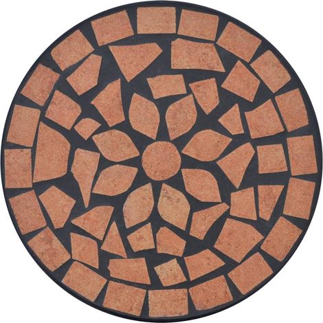 Table d'appoint mosaïque en céramique – Pieds en fer courbés – Résistante aux intempéries – Diamètre 30 cm – Hauteur 60 cm – Inlife (1/4)