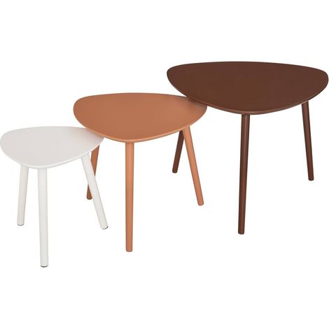 Lot de 3 tables gigognes table à café en 3 coloris - Longueur 34/46/60 cm