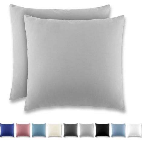 Taie Oreiller 50x50 Gris Clair - Lot de 2 Taies d'Oreillers 50 x 50 Carré en Microfibre Brossée, Housse Oreiller Coussin Oreiller avec Fermeture Éclair (1/5)