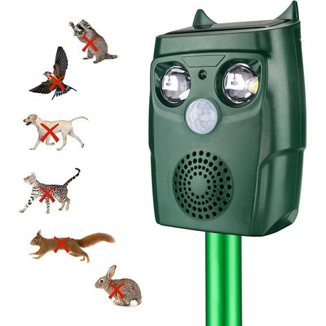 Répulsif Chat Exterieur, Répulsif Chat Ultrason Solaire, Ultrason Anti Chats, Charge de Solaire USB, Répulsif Animaux pour Jardin Chats, Oiseaux, Renard, Souris et Rat, Pigeon, Lapin (1/5)