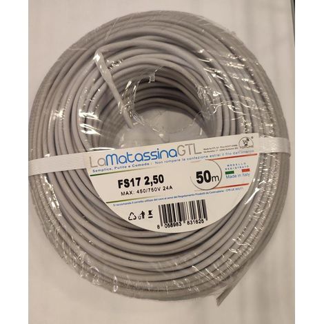Cavo unipolare fs17 go-at topline mfs172,5gr50-2,5mmq- 50 metri- grigio