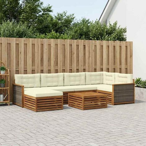 vidaXL Outdoor-Sofagarnitur mit Kissen 7 pcs Natur und Creme (1/5)