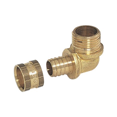 Comap – Raccord PER à glissement – Coude Mâle 3/8" (12x17) – Diamètre ⌀16x1,5 mm – Applications eau potable, chauffage – 4364
