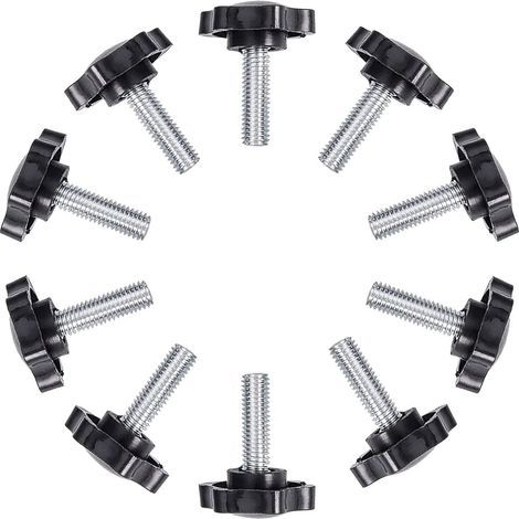 Vis à oreilles, Lot de 10 vis moletées filetées à tête étoile en plastique durable, boutons de poignée en fer, vis de serrage pour loquet de machines, M6x25mm (1/5)