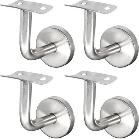 Staffe per corrimano in acciaio inox 304 - Adatte per corrimano di scale, pareti e ringhiere in legno - Argento (confezione da 4) (1/5)
