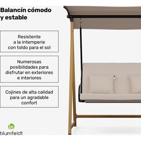 Blumfeldt ZenGrove balancín 2 plazas ajustable individualmente acero con recubrimiento en polvo resistente a la intemperie