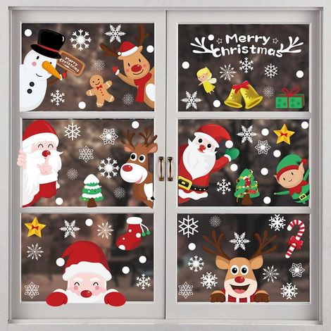 Wiederverwendbare Weihnachtsfensteraufkleber, 9 Bögen abnehmbare, statisch haftende PVC-Fensteraufkleber für Weihnachten, Weihnachtsaufkleber für (1/5)