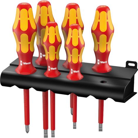 Set di strumenti Wera 6 pezzi rosso/giallo cacciaviti isolati