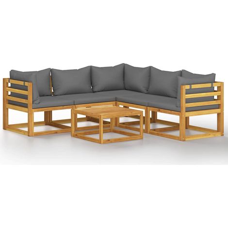 6-tlg. Garten-Lounge-Set mit Auflagen Massivholz Akazie vidaXL