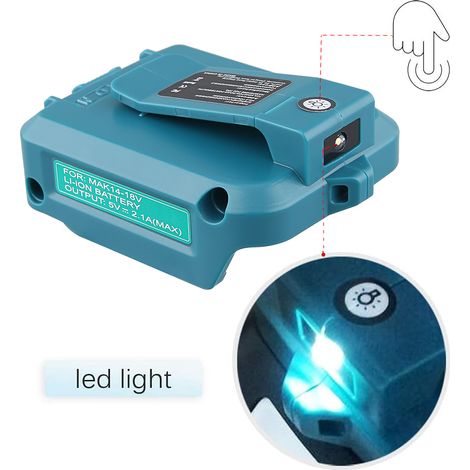 Ersatz-Netzteil ADP05, 2-USB-Ladeadapter für Makita LXT Lithium-Ionen-Akkus (14,4 V/18 V), Schnellladekonverter mit LED-Leuchte