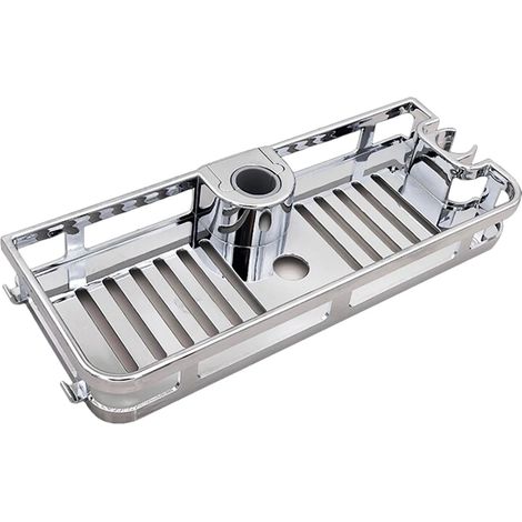Support de pommeau de douche chromé argenté (sans perçage), résistant à la corrosion, pour rails de 22/24/25 mm, décoration de salle de bain moderne. (1/5)