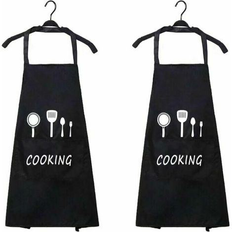 Grembiule da cucina impermeabile da 2 pacchi, grembiule da cucina impermeabile, grembiule da uomo e da donna con tasca per cucina, barbecue, giardino, ristorante, bar, chef, fornaio, server, cameriera (1/5)