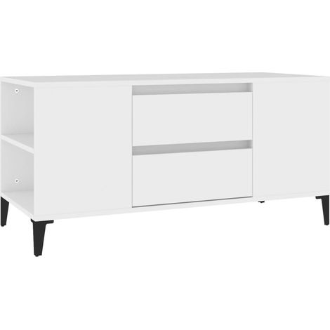 Mueble TV multimedia estantería para televisión buffet para televisión comedor salón dormitorio 102 x 44,5 x 50 cm madera contrachapada blanco 020025619