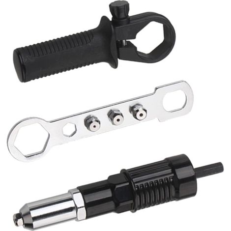 Adaptateur pour Riveteuse Électrique Noir en Métal Dur, 1 Set  Connexion Rapide, Démontage Facile, Entretien Simple, Finition Soignée, Détails Précis (1/5)