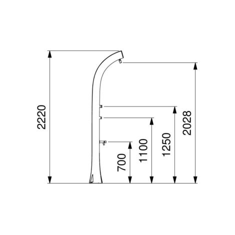 Solarduschsäule mit Einhebelmischer und manueller Fußbrause Idral 09271  Aluminium