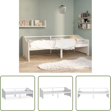INLIFE Lit de repos 3 places Blanc Bois de pin massif 90x200 cm (1/5)