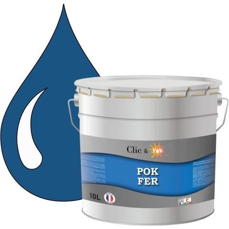 Peinture - POK - Glycérophtalique - 10L - RAL 5019 Bleu capri - Antirouille Métaux Ferreux (1/4)
