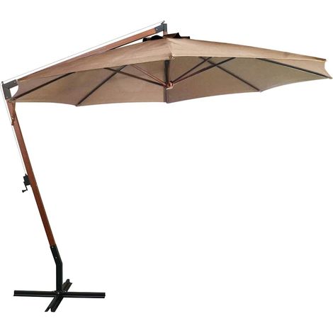 Maison Exclusive - Ampelschirm mit Mast Taupe 3,5x2,9 m Massivhol (1/5)